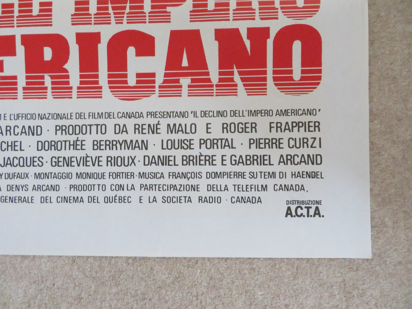 THE DECLINE OF THE AMERICAN EMPIRE ITALIAN 2 FOGLIO POSTER DOMINIQUE MICHEL '86 Rendezvous Cinema Movie posters