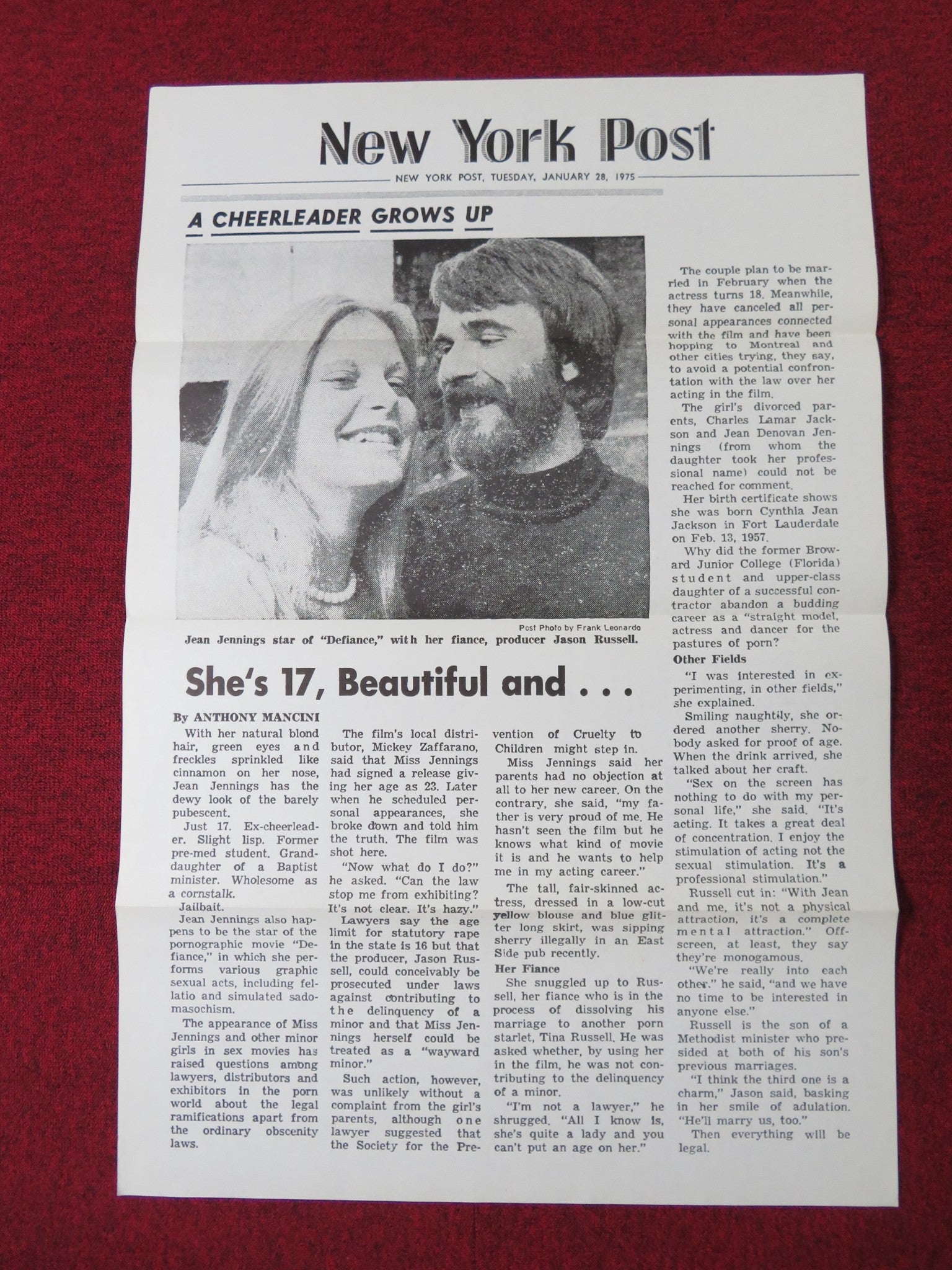 THE DEFIANCE OF GOOD US TRI FOLDED ONE SHEET ROLLED POSTER JEAN JENNINGS 1975 Rendezvous Cinema Movie posters