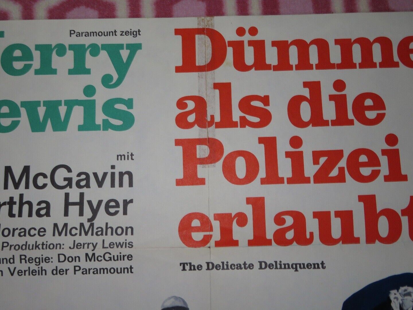 THE DELICATE DELINQUENT GERMAN A1 (33"x 23") POSTER JERRY LEWIS MARTHA HYER 1957 Movie posters