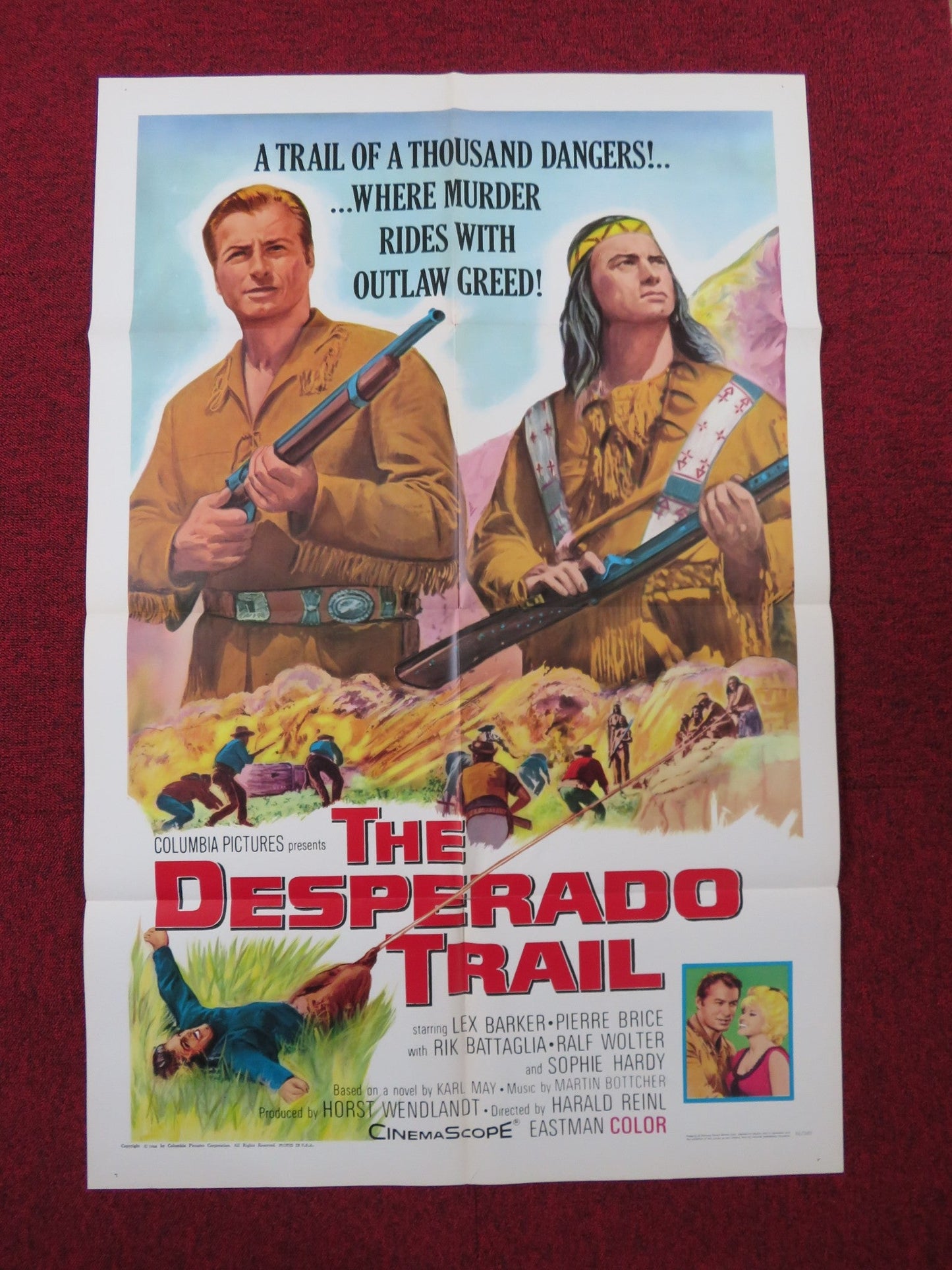 THE DESPERADO TRAIL FOLDED US ONE SHEET POSTER LEX BARKER PIERRE BRICE 1966 Rendezvous Cinema Movie posters