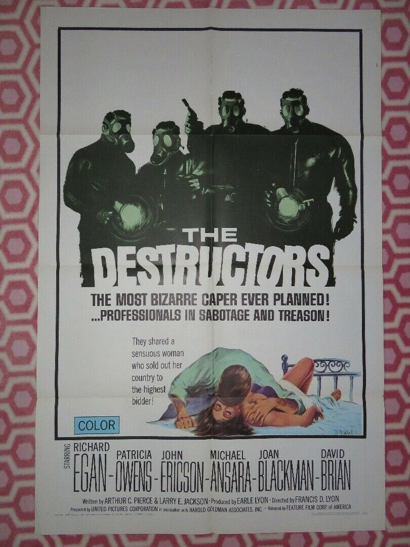 THE DESTRUCTORS US ONE SHEET POSTER RICHARD EGAN PATRICIA OWNES 1967 Movie posters