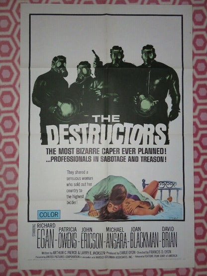 THE DESTRUCTORS US ONE SHEET POSTER RICHARD EGAN PATRICIA OWNES 1967 Movie posters