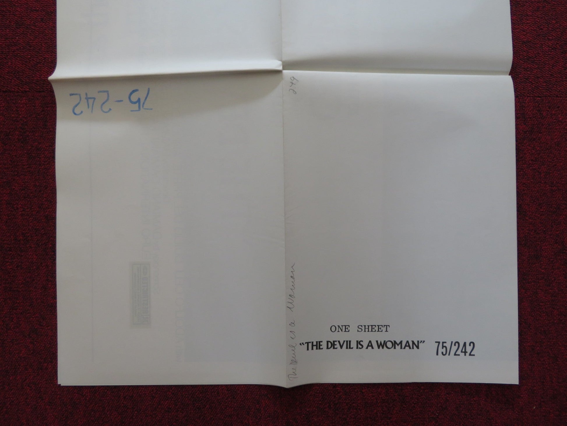 THE DEVIL IS A WOMAN FOLDED US ONE SHEET POSTER GLENDA JACKSON LISA HARROW 1975 Rendezvous Cinema Movie posters