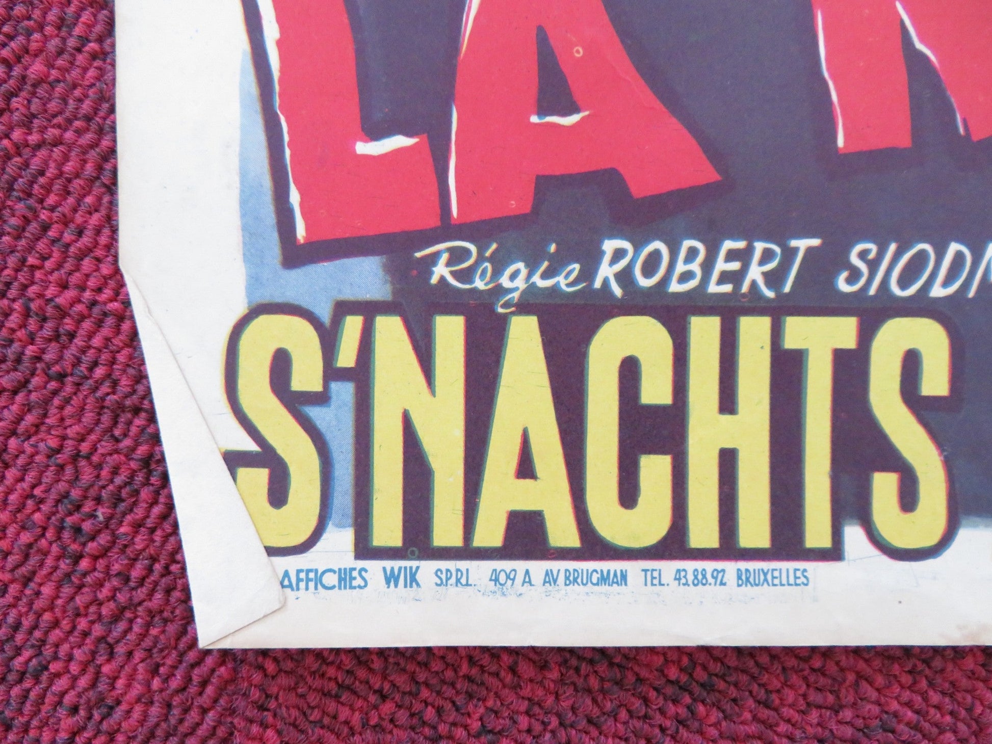 THE DEVIL STRIKES AT NIGHT BELGIUM POSTER CLAUS HOLM MARIO ADORF 1957 Rendezvous Cinema Movie posters