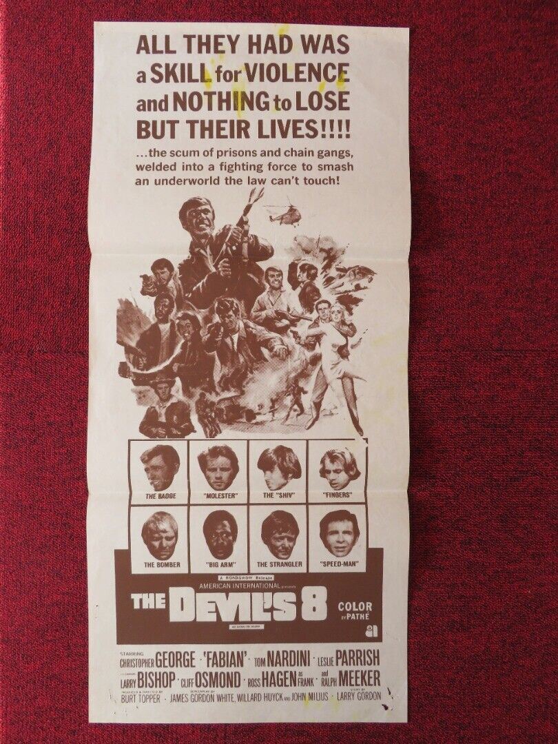 THE DEVIL'S 8 FOLDED AUSTRALIAN DAYBILL POSTER CHRISTOPHER GEORGE FABIAN 1969 Movie posters