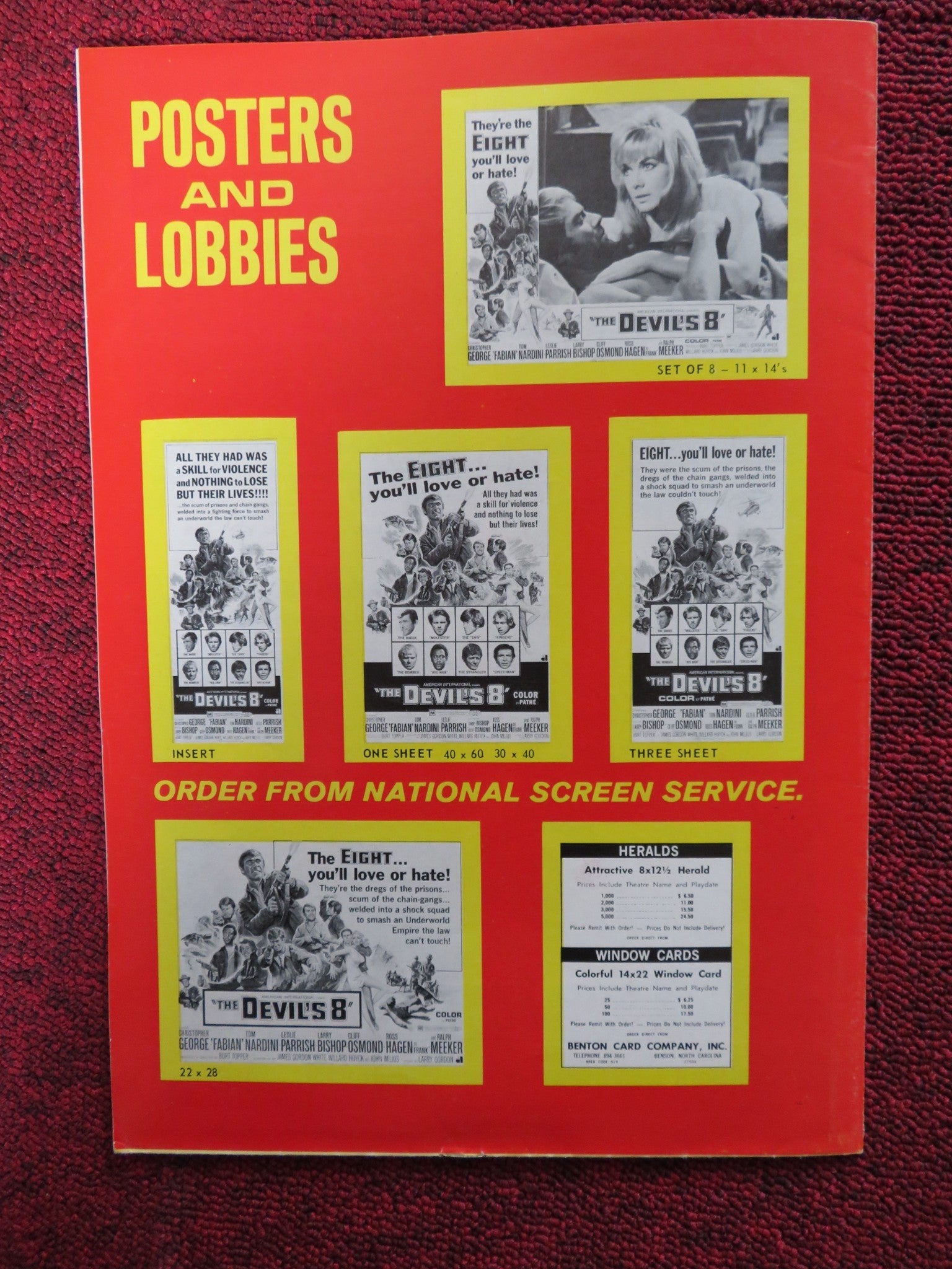 THE DEVIL'S 8 - PRESSBOOK UNCT AMERICAN INTERNATIONAL CHRISTOPHER GEORGE 1969 Rendezvous Cinema Movie posters