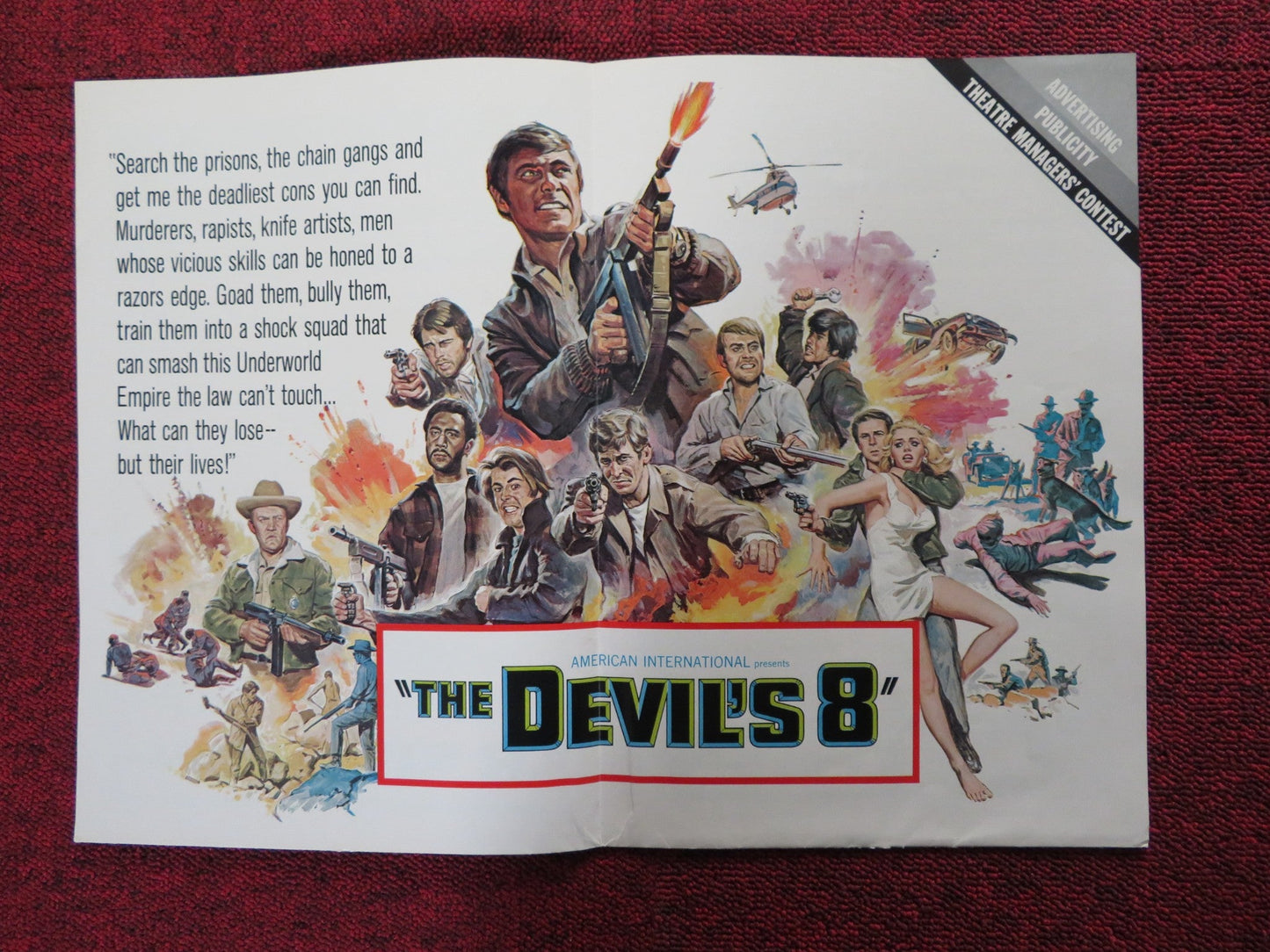THE DEVIL'S 8 - PRESSBOOK UNCT AMERICAN INTERNATIONAL CHRISTOPHER GEORGE 1969 Rendezvous Cinema Movie posters