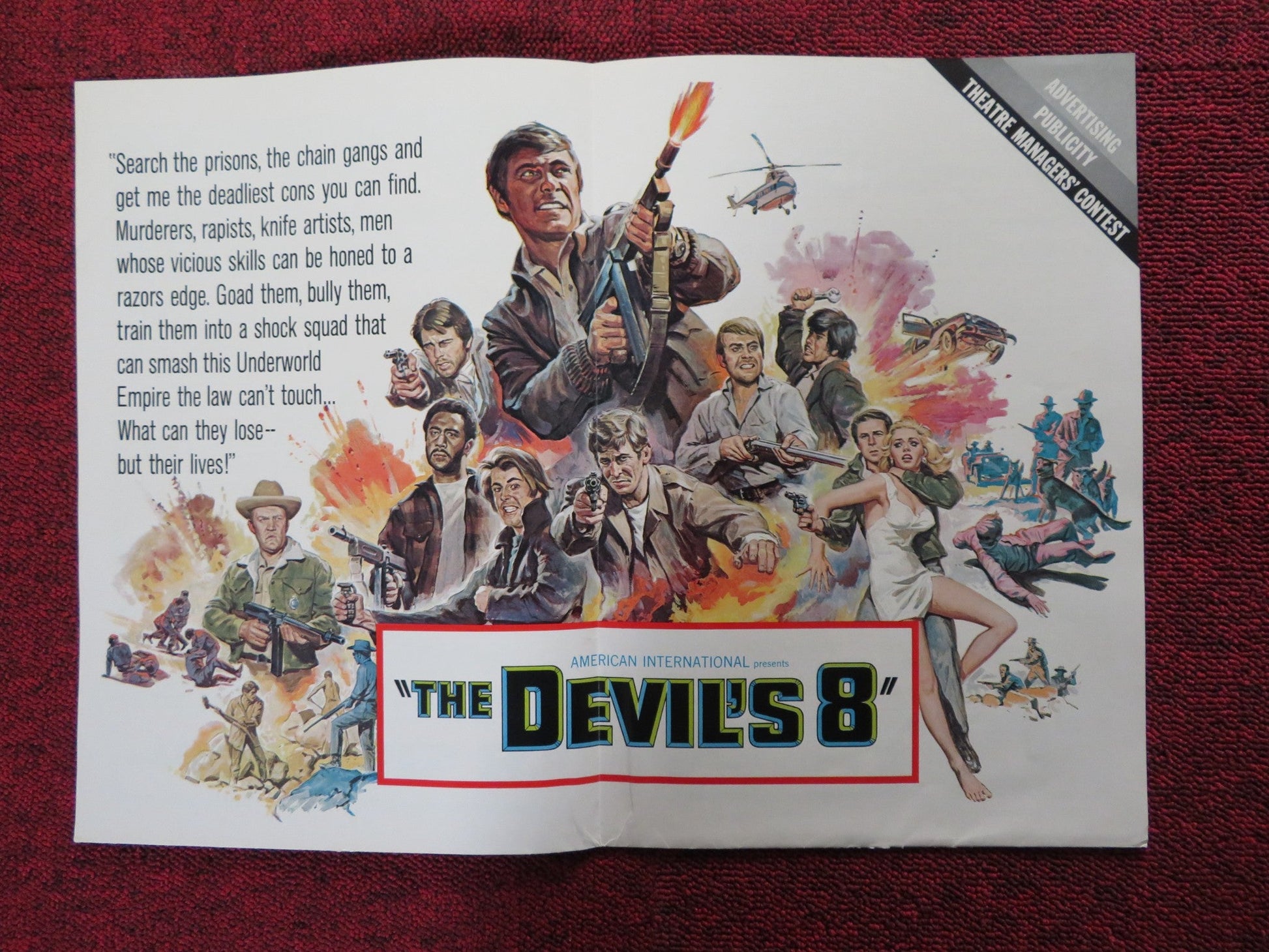 THE DEVIL'S 8 - PRESSBOOK UNCT AMERICAN INTERNATIONAL CHRISTOPHER GEORGE 1969 Rendezvous Cinema Movie posters