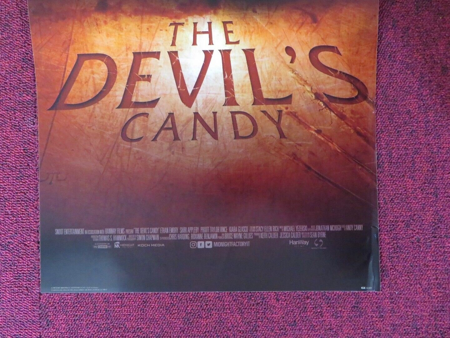 THE DEVIL'S CANDY ITALIAN LOCANDINA (26.5"x12.5") POSTER ETHAN EMBRY 2015 Movie posters