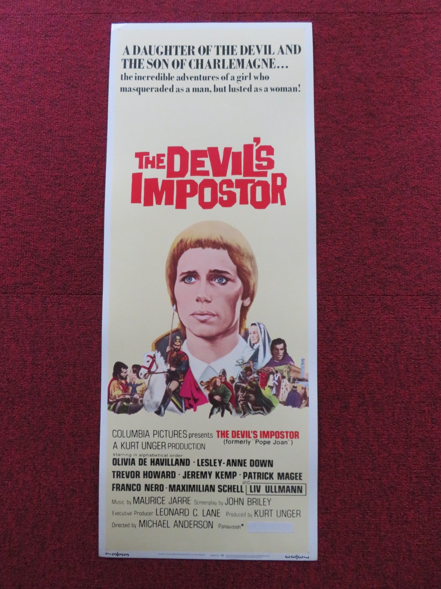THE DEVIL'S IMPOSTOR / POPE JOAN US INSERT (14"x 36") POSTER HAVILLAND 1973 Rendezvous Cinema Movie posters