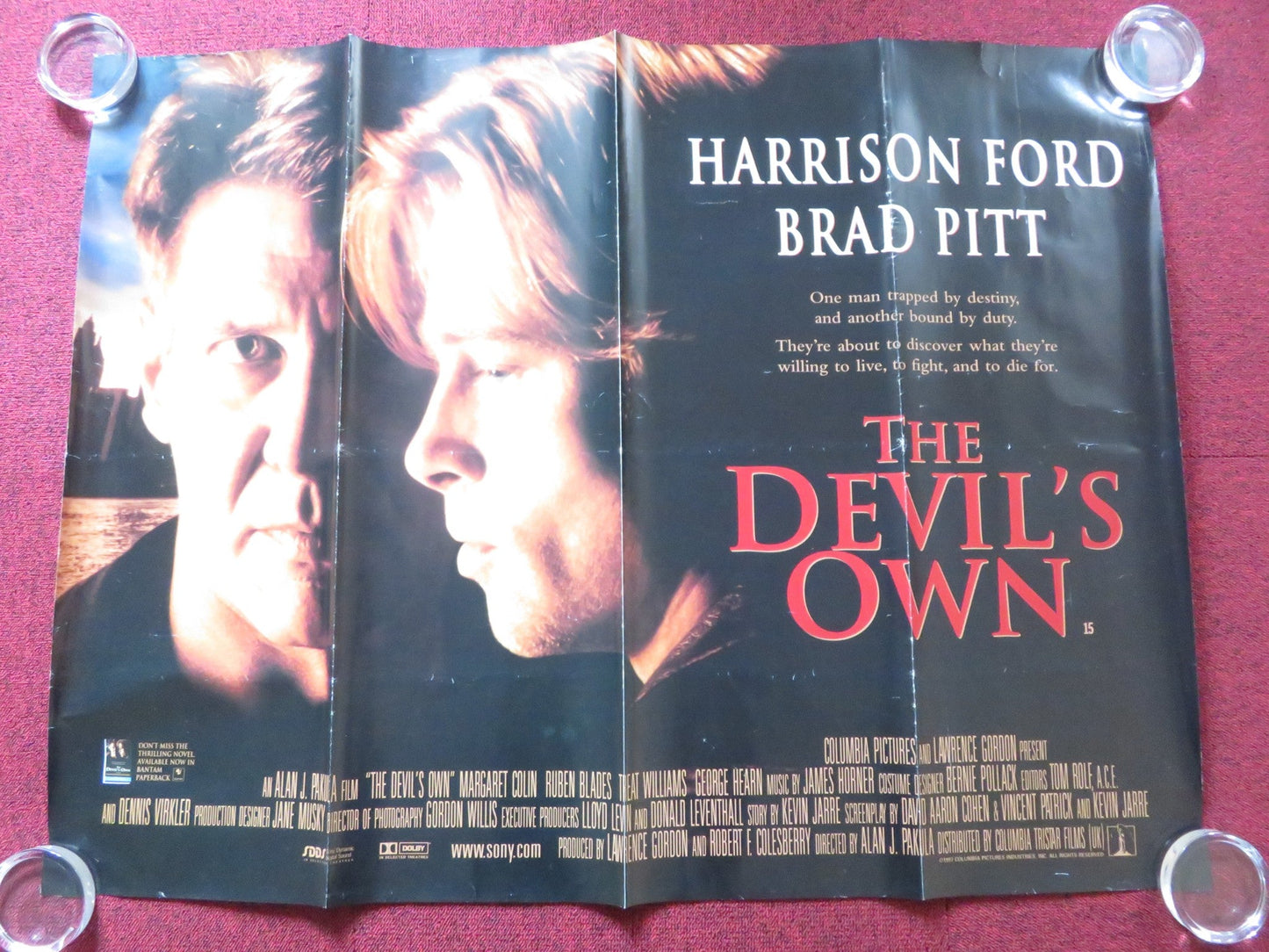 THE DEVIL'S OWN UK QUAD (30"x 40") ROLLED POSTER BRAD PITT HARRISON FORD 1997 Rendezvous Cinema Movie posters