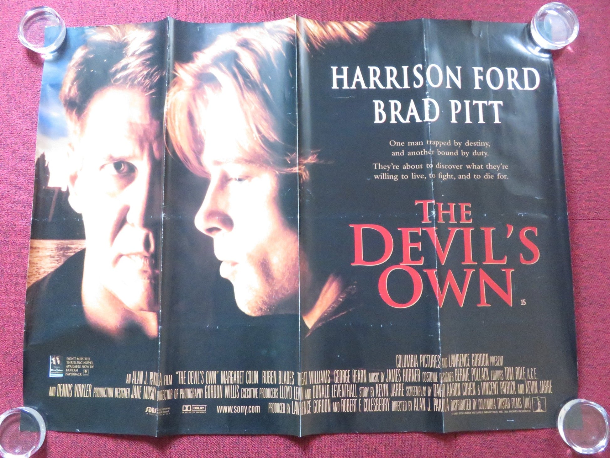 THE DEVIL'S OWN UK QUAD (30"x 40") ROLLED POSTER BRAD PITT HARRISON FORD 1997 Rendezvous Cinema Movie posters