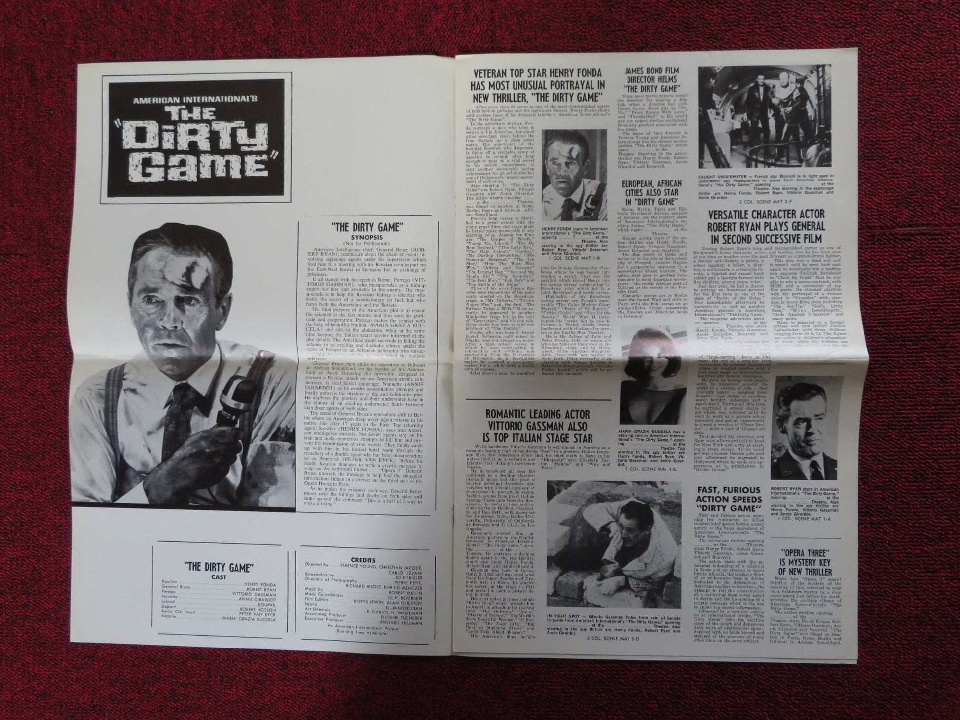 THE DIRTY GAME - PRESSBOOK UNCUT AMERICAN INTERNATIONAL HENRY FONDA GASSMAN 1965 Rendezvous Cinema Movie posters