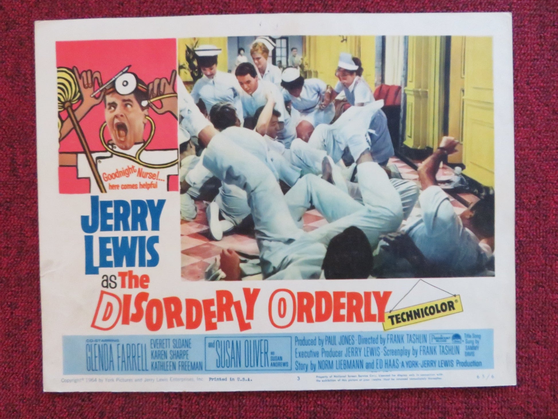 THE DISORDERLY ORDERLY US LOBBY CARD FULL SET JERRY LEWIS GLENDA FARRELL 1965 Rendezvous Cinema Movie posters
