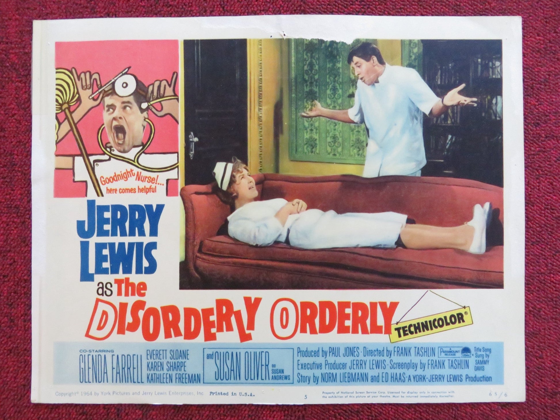 THE DISORDERLY ORDERLY US LOBBY CARD FULL SET JERRY LEWIS GLENDA FARRELL 1965 Rendezvous Cinema Movie posters