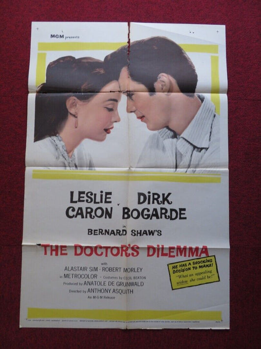 THE DOCTOR'S DILEMMA FOLDED US ONE SHEET POSTER DIRK BOGARDE ALASTAIR SIM 1959 Movie posters