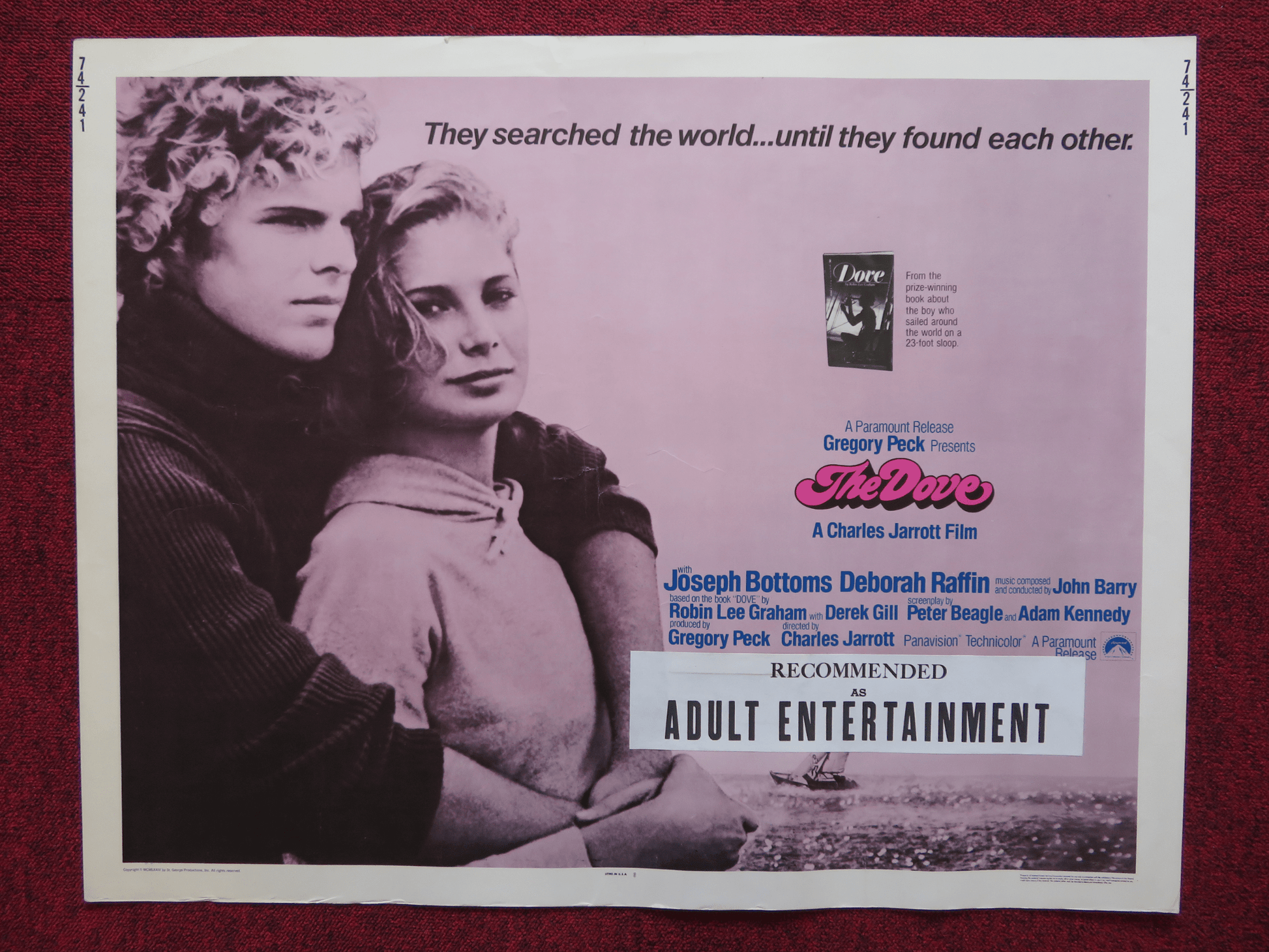 THE DOVE US HALF SHEET (22"x 28") POSTER JOSEPH BOTTOMS DEBORAH RAFFIN 1974 Rendezvous Cinema Movie posters