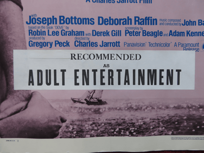 THE DOVE US HALF SHEET (22"x 28") POSTER JOSEPH BOTTOMS DEBORAH RAFFIN 1974 Rendezvous Cinema Movie posters