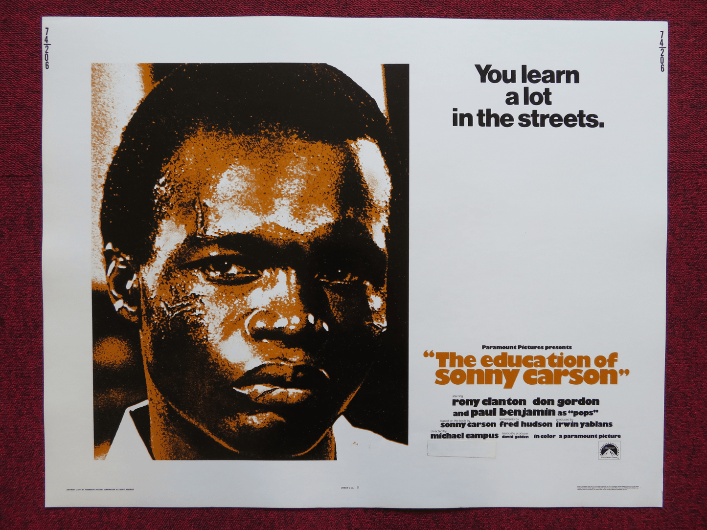 THE EDUCATION OF SONNY CARSON US HALF SHEET (22"x 28") POSTER RONY CLANTON 1974 Rendezvous Cinema Movie posters