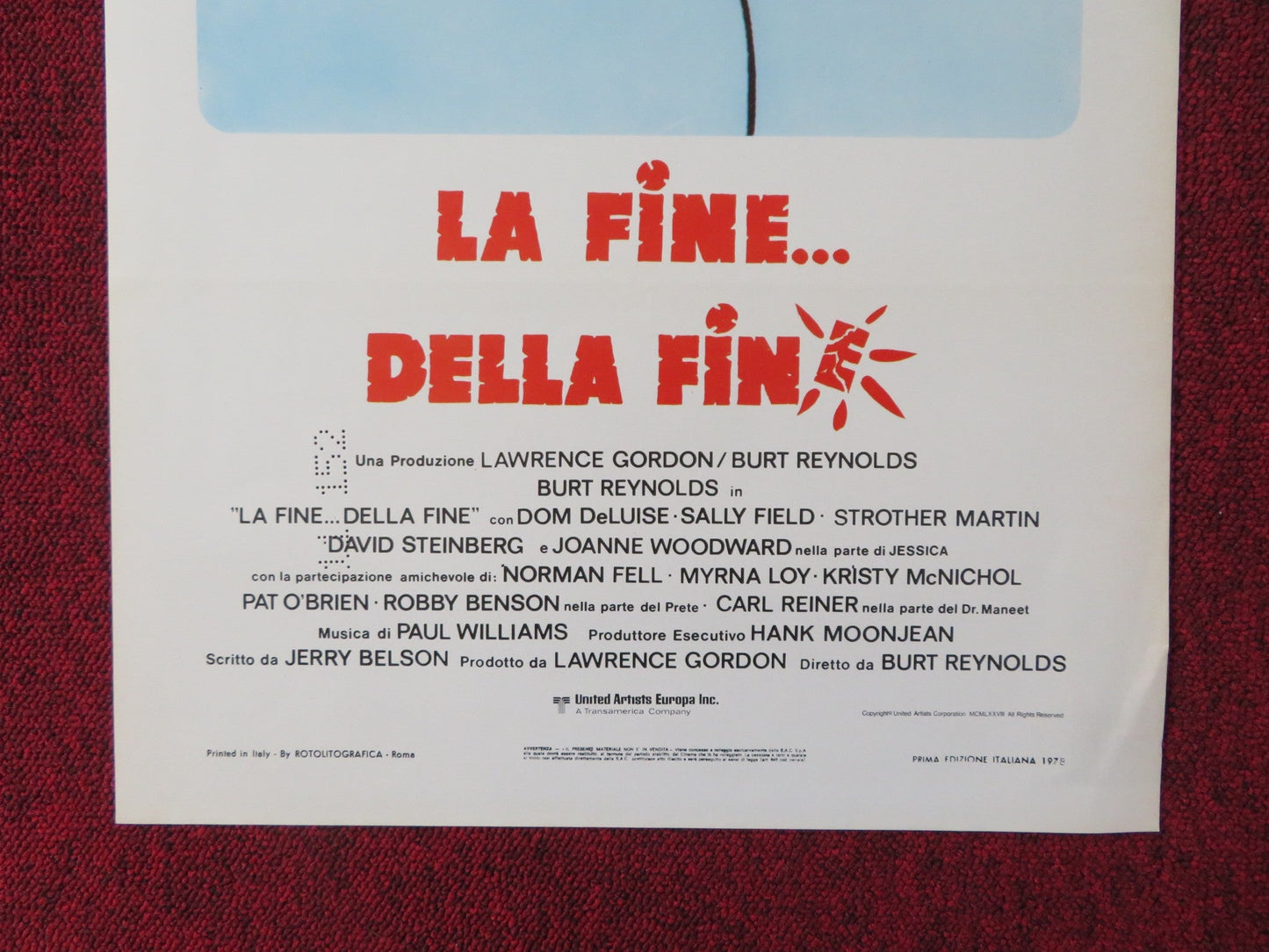 THE END ITALIAN LOCANDINA POSTER BURT REYNOLDS DOM DELUISE 1978 Rendezvous Cinema Movie posters
