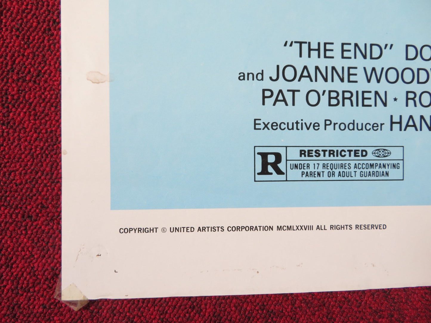 THE END - STYLE A FOLDED US ONE SHEET POSTER BURT REYNOLDS DOM DELUISE 1978 Rendezvous Cinema Movie posters