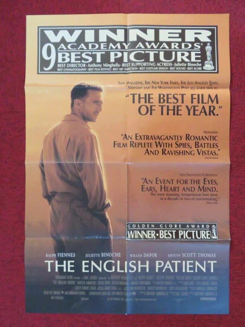 THE ENGLISH PATIENT FOLDED US ONE SHEET POSTER RALPH FIENNES 1996 Movie posters