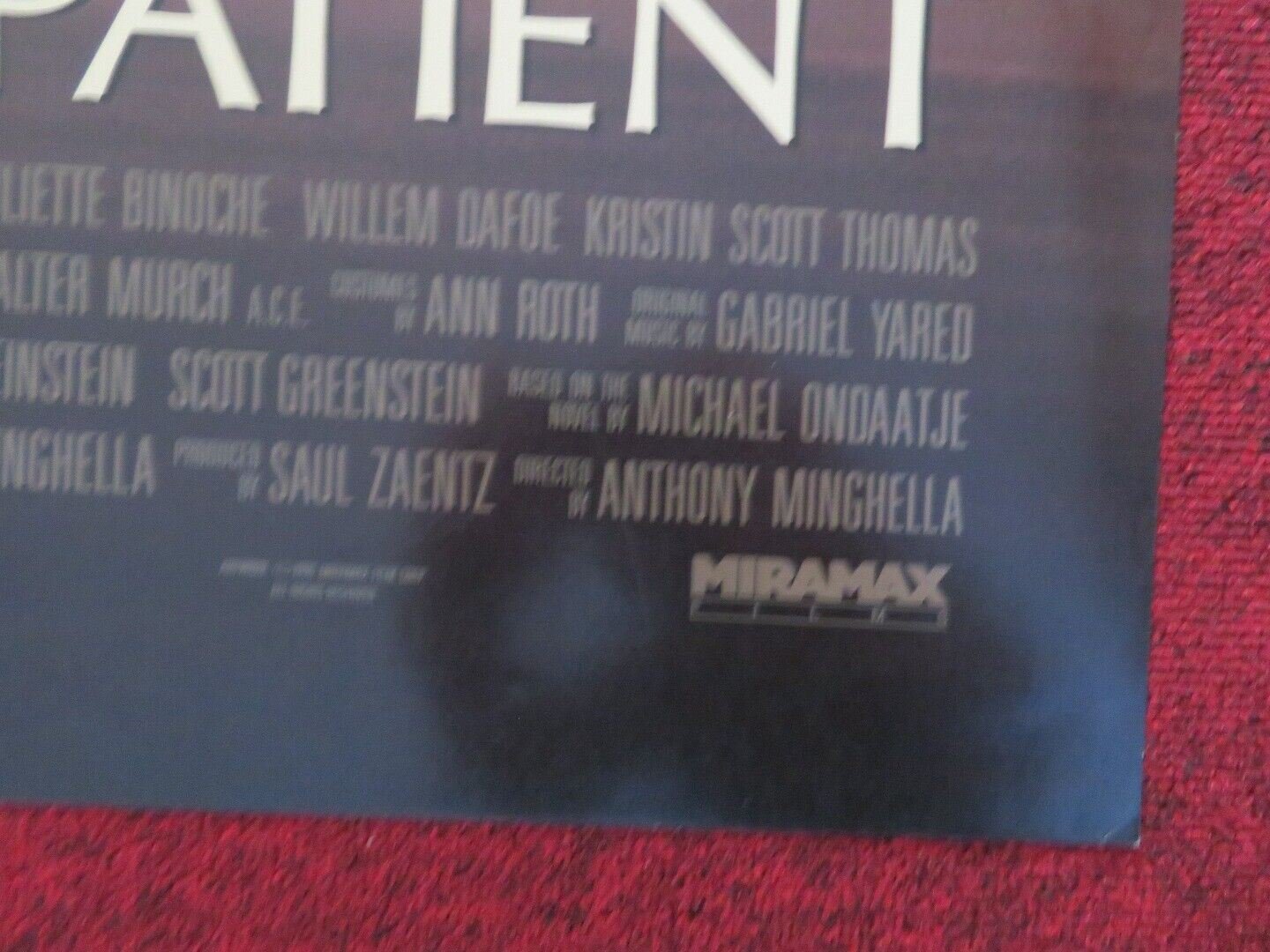 THE ENGLISH PATIENT FOLDED US ONE SHEET POSTER RALPH FIENNES 1996 Movie posters