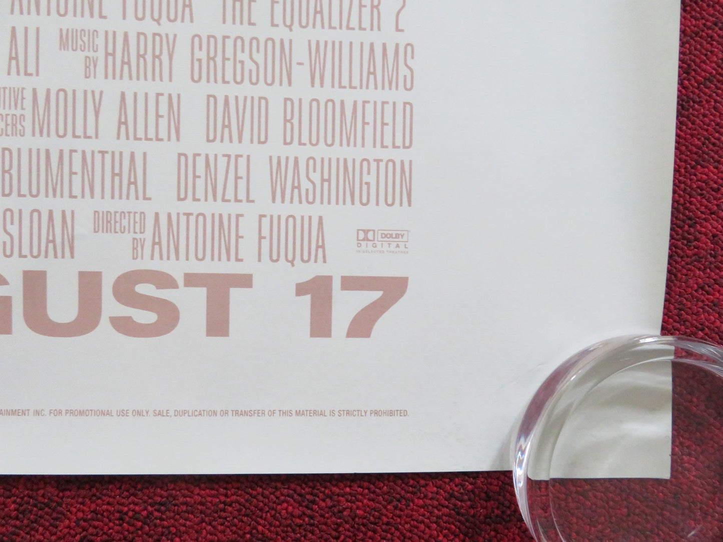 THE EQUALIZER 2 UK QUAD (30"x 40") ROLLED POSTER DENZEL WASHINGTON 2018 Rendezvous Cinema Movie posters