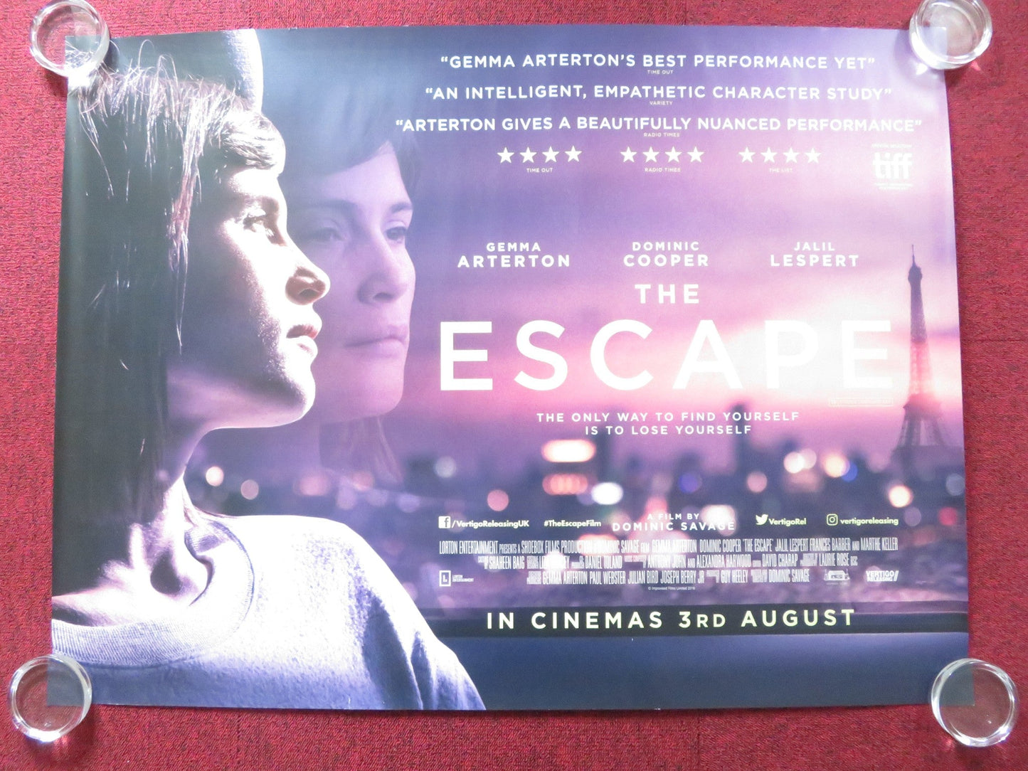 THE ESCAPE UK QUAD (30"x 40") ROLLED POSTER GEMMA ARTERTON DOMINIC COOPER 2017 Rendezvous Cinema Movie posters