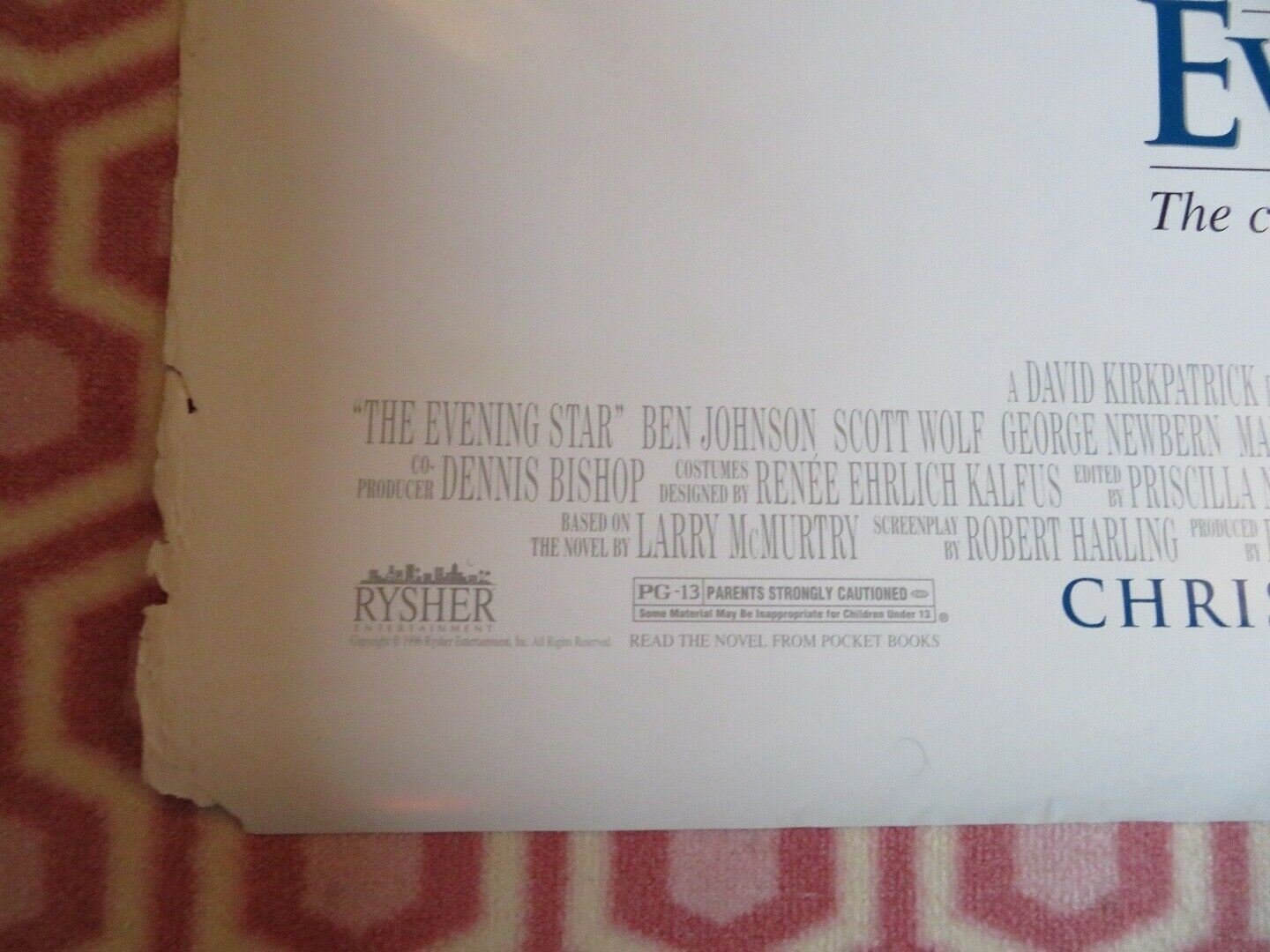 THE EVENING STAR US ONE SHEET ROLLED POSTER BILL PAXTON 1996 Movie posters