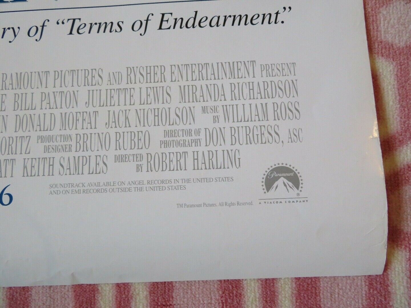 THE EVENING STAR US ONE SHEET ROLLED POSTER BILL PAXTON 1996 Movie posters