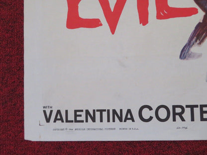 THE EVIL EYE FOLDED US ONE SHEET POSTER JOHN SAXON LETICIA ROMAN 1963 Movie posters