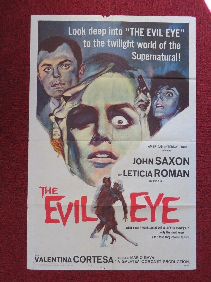 THE EVIL EYE FOLDED US ONE SHEET POSTER JOHN SAXON LETICIA ROMAN 1963 Movie posters