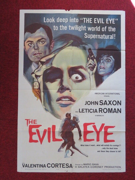 THE EVIL EYE FOLDED US ONE SHEET POSTER JOHN SAXON LETICIA ROMAN 1963 Movie posters