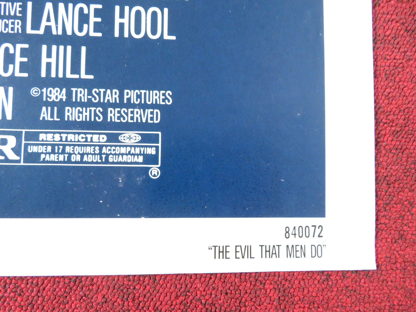 THE EVIL THAT MEN DO FOLDED US ONE SHEET POSTER CHARLES BRONSON T. SALDANA 1984 Rendezvous Cinema Movie posters