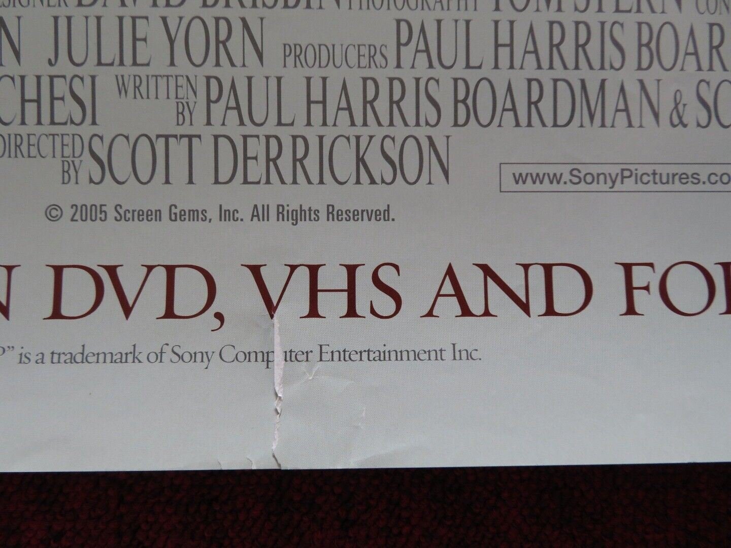 THE EXORCISM OF EMILY ROSE VHS DVD US ONE SHEET POSTER ROLLED LAURA LINNEY 2005 Movie posters