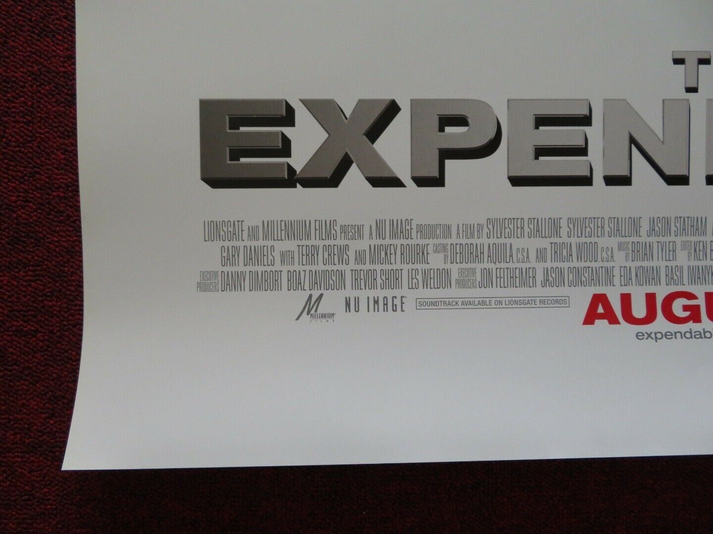 THE EXPENDABLES US ONE SHEET ROLLED POSTER STALLONE STATHAM LI WILLIS 2010 Movie posters