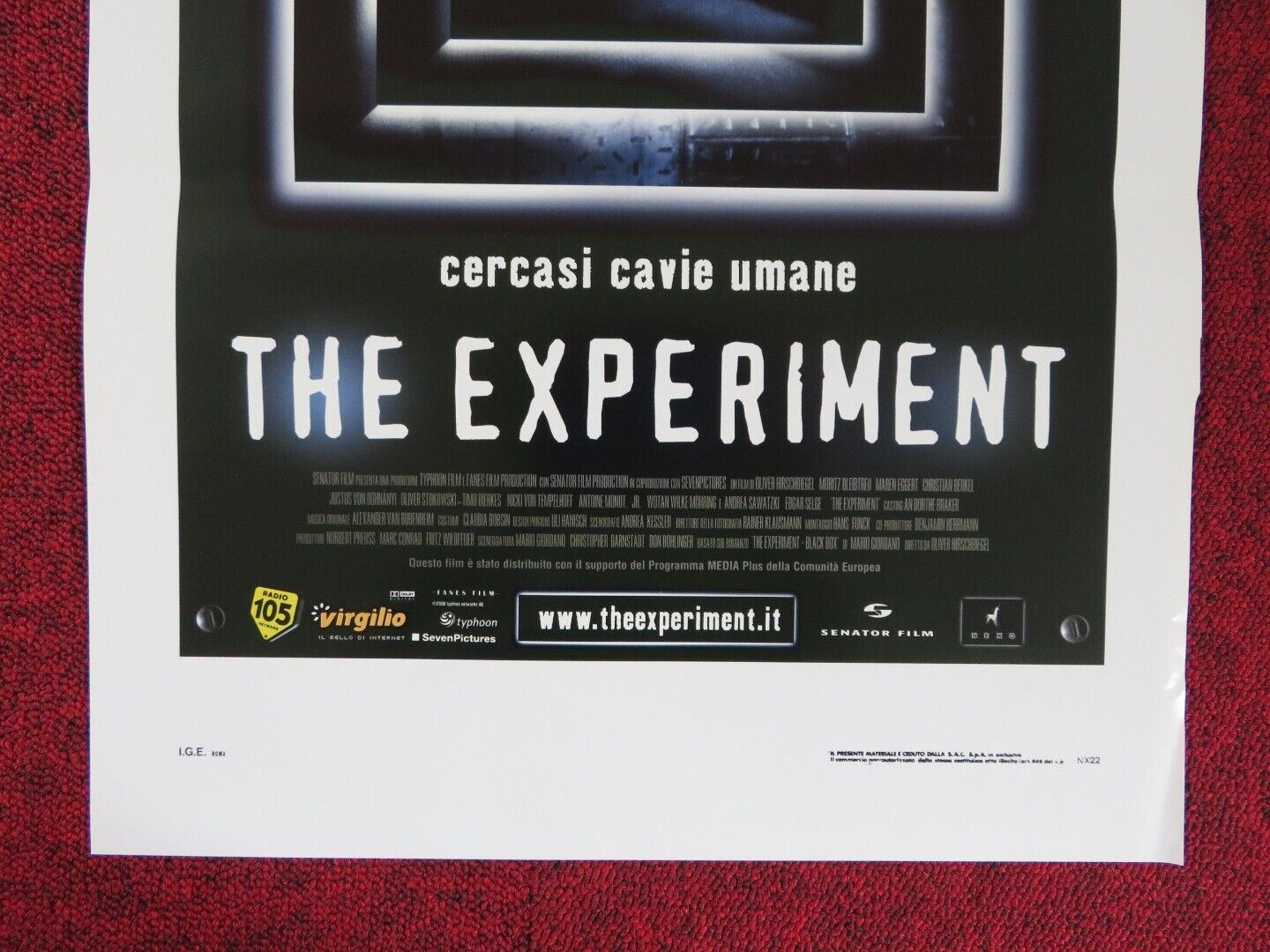 THE EXPERIMENT ITALIAN LOCANDINA (27.5"x13") POSTER WOTAN WILKE 2001 Movie posters