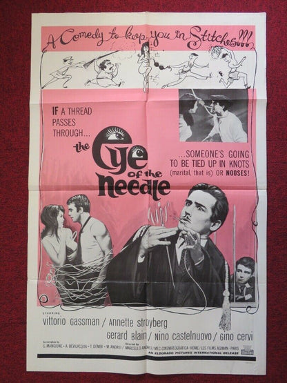 THE EYE OF THE NEEDLE FOLDED US ONE SHEET POSTER VITTORIO GASSMAN 1963 - Rendezvous Cinema