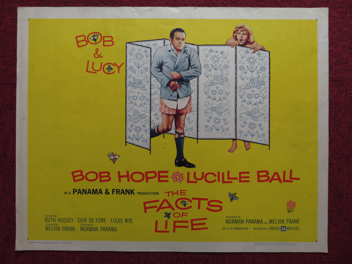 THE FACTS OF LIFE US HALF SHEET (22"x 28") POSTER BOB HOPE LUCILLE BALL 1961 Rendezvous Cinema Movie posters