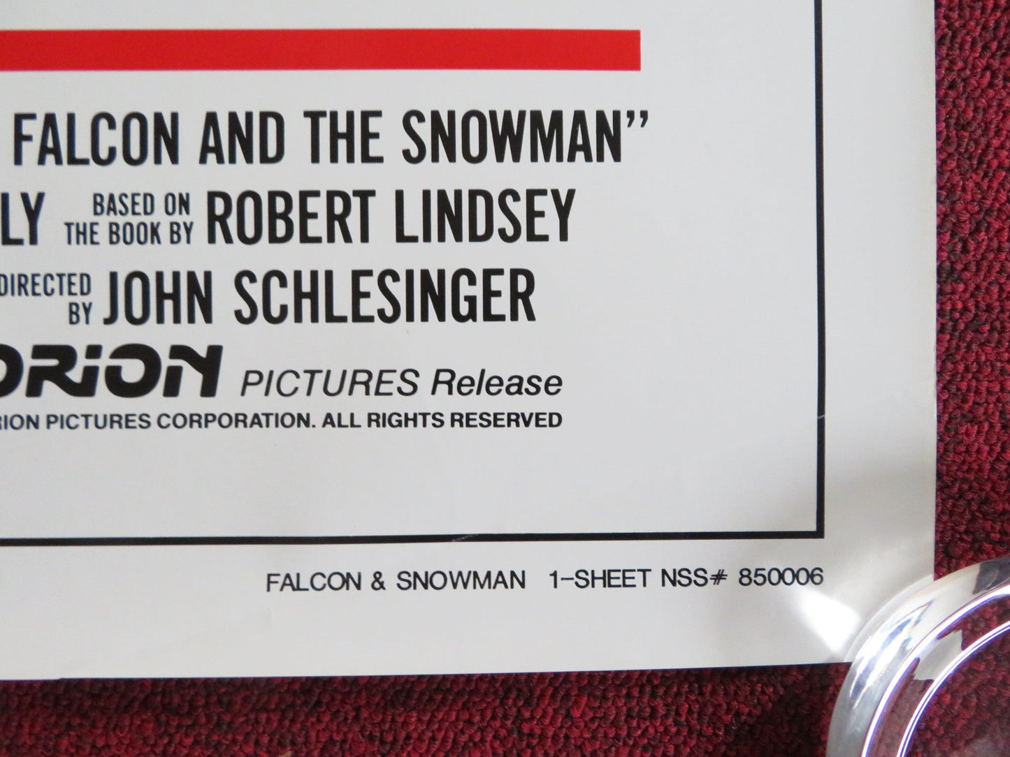 THE FALCON AND THE SNOWMAN FOLDED US ONE SHEET POSTER SEAN PENN T. HUTTON 1984 Rendezvous Cinema Movie posters