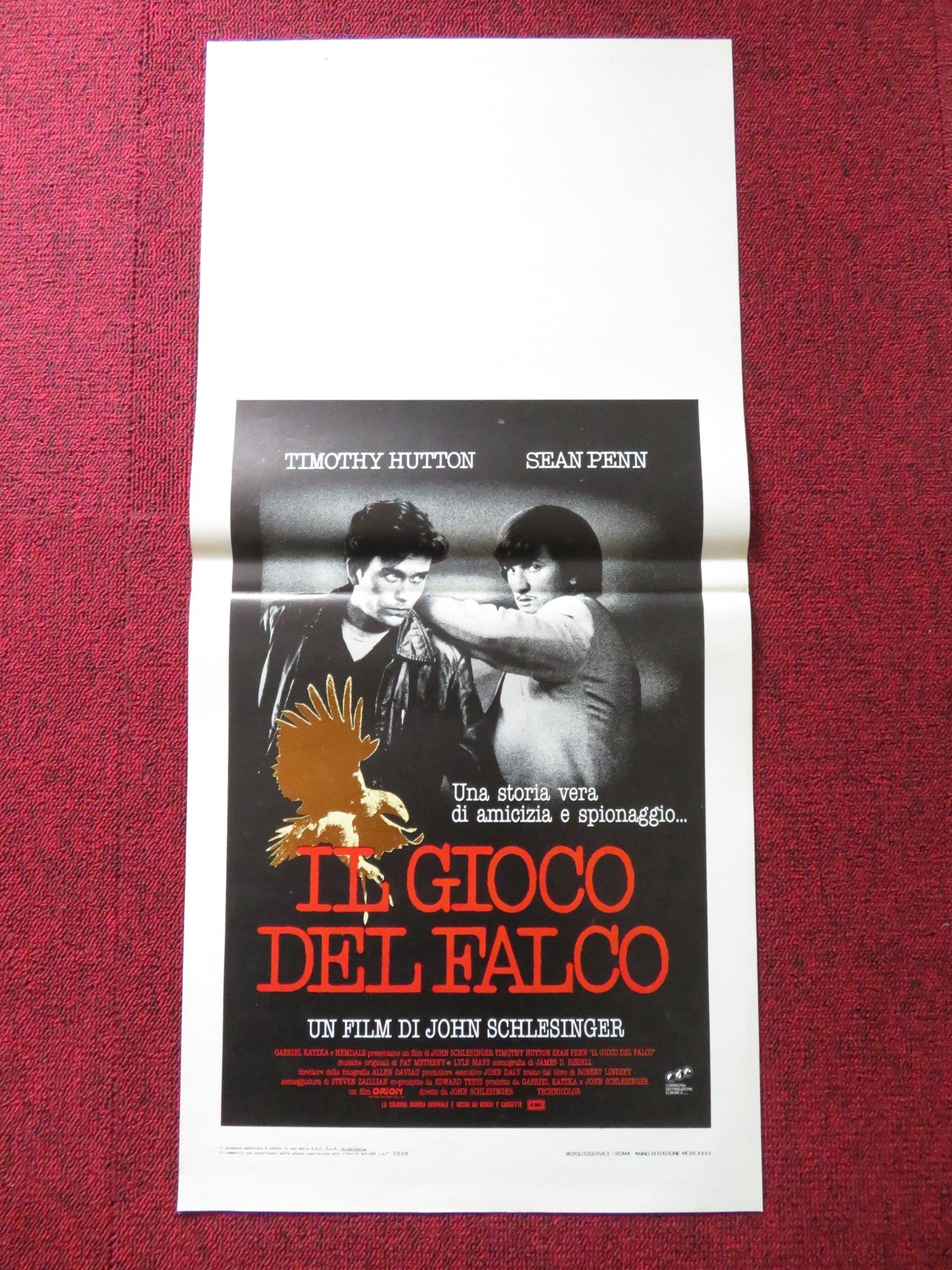 THE FALCON AND THE SNOWMAN ITALIAN LOCANDINA POSTER SEAN PENN T. HUTTON 1985 Rendezvous Cinema Movie posters