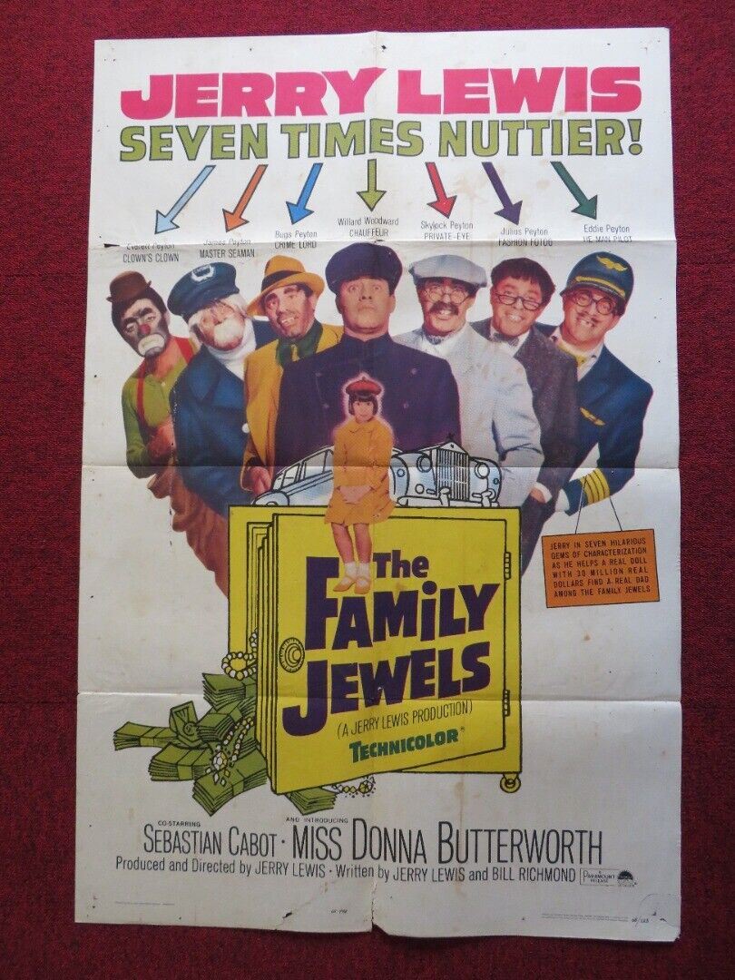 THE FAMILY JEWELS US ONE SHEET POSTER JERRY LEWIS SEBASTIAN CABOT 1965 Movie posters