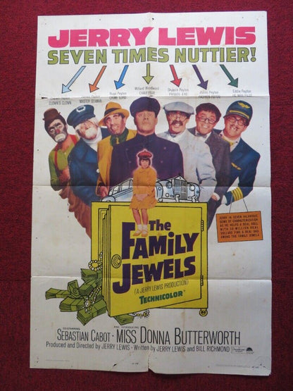 THE FAMILY JEWELS US ONE SHEET POSTER JERRY LEWIS SEBASTIAN CABOT 1965 Movie posters