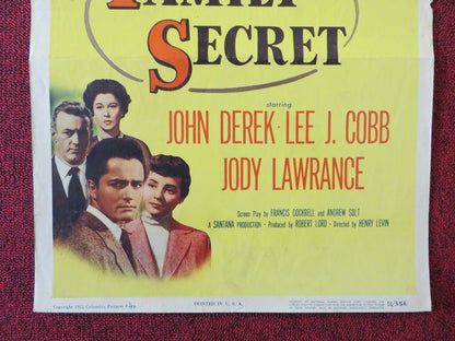 THE FAMILY SECRET US INSERT (14"x 36") POSTER JOHN DEREK LEE J.COBB 1951 Movie posters