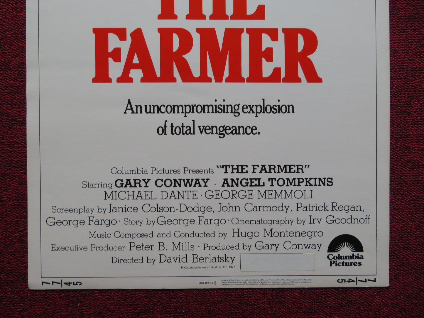 THE FARMER US INSERT (14"x 36") POSTER GARY CONWAY ANGEL TOMPKINS 1977 Rendezvous Cinema Movie posters