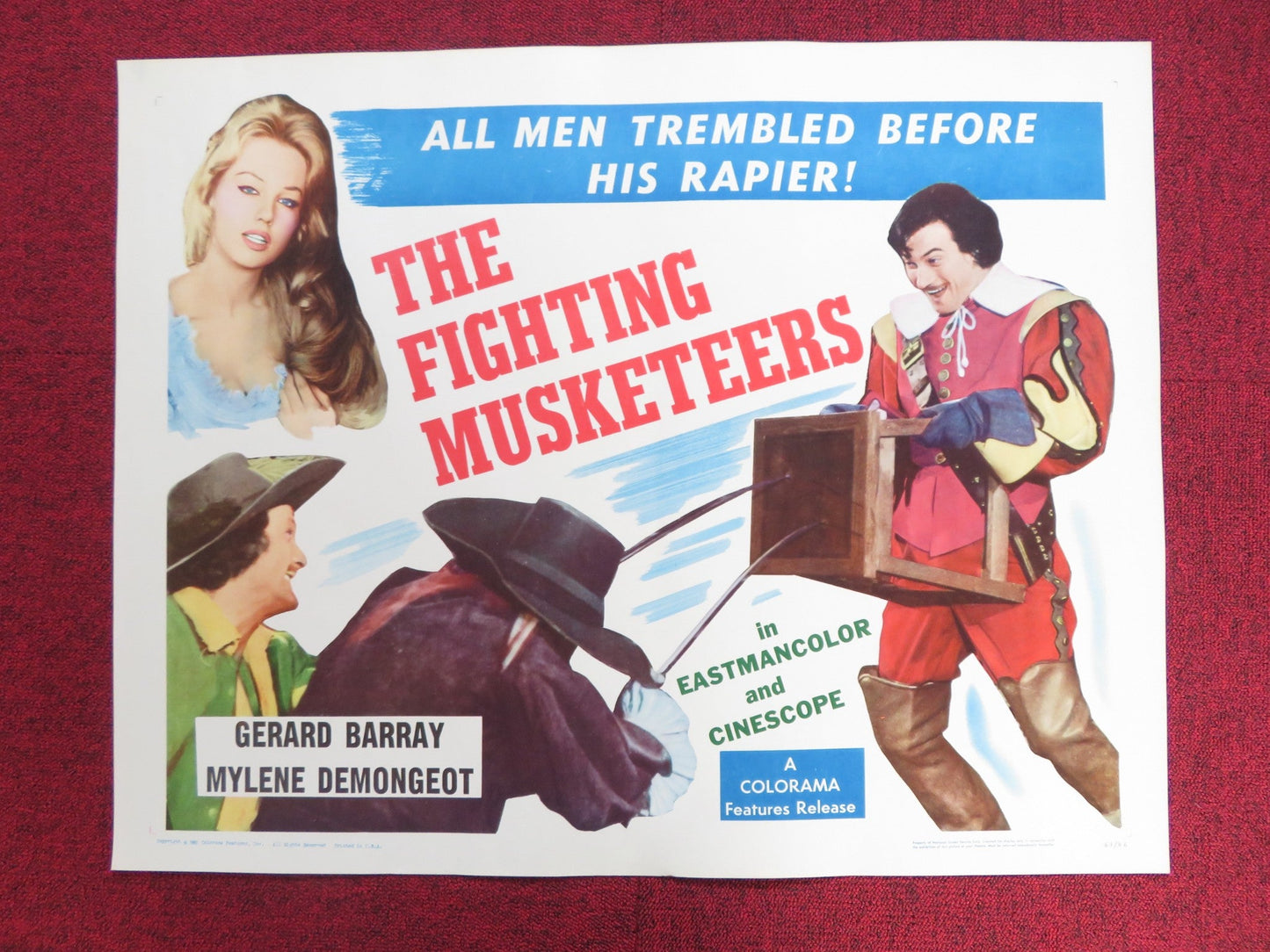 THE FIGHTING MUSKETEERS US HALF SHEET (22"x 28") POSTER GERARD BARRAY 1963 Rendezvous Cinema Movie posters