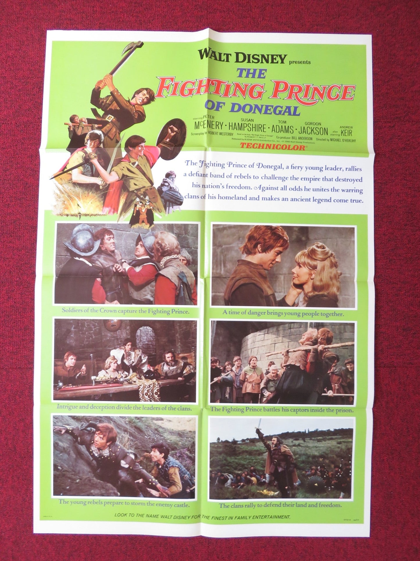 THE FIGHTING PRINCE OF DONEGAL - STYLE B FOLDED US ONE SHEET POSTER DISNEY 1966 Rendezvous Cinema Movie posters