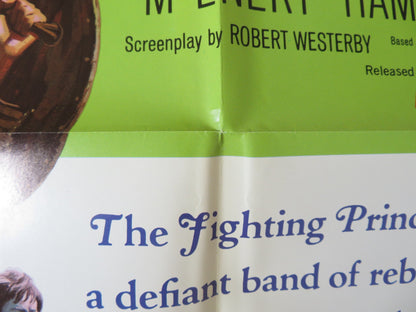 THE FIGHTING PRINCE OF DONEGAL - STYLE B FOLDED US ONE SHEET POSTER DISNEY 1966 Rendezvous Cinema Movie posters