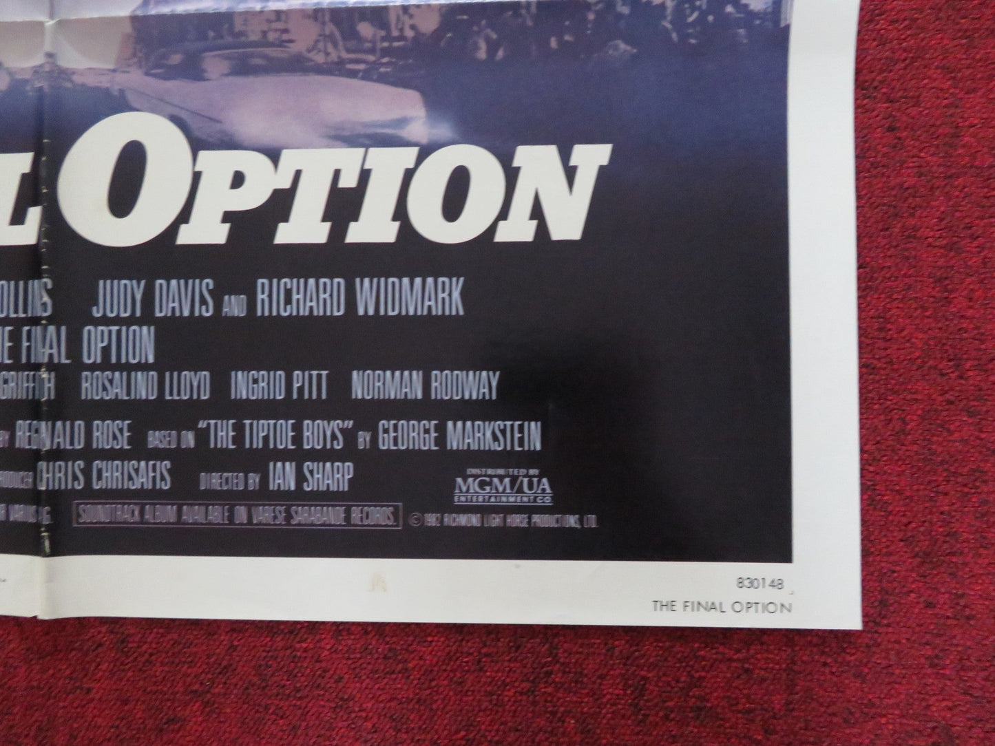 THE FINAL OPTION FOLDED US ONE SHEET POSTER LEWIS COLLINS JUDY DAVIS 1982 Rendezvous Cinema Movie posters